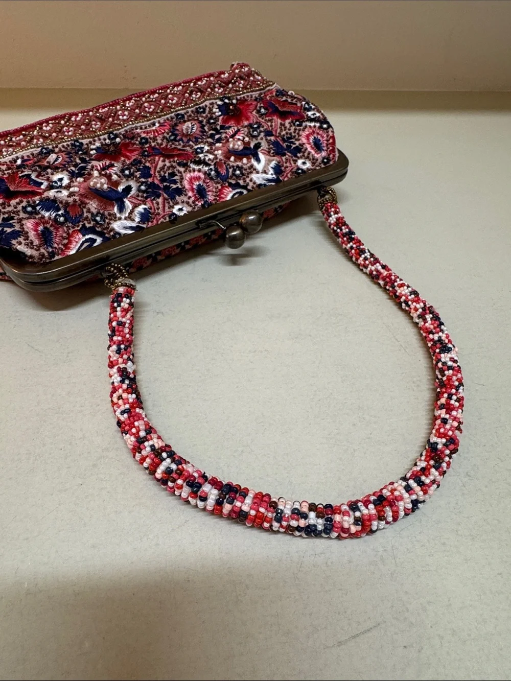 Anthropologie Embroidered Beaded Floral handbag